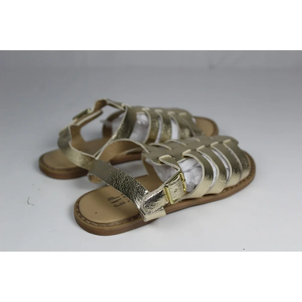 Gap Kids Girls Gold Metallic Gladiator Sandals Strappy Buckle Flat Shoes Size 13